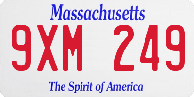 MA license plate 9XM249