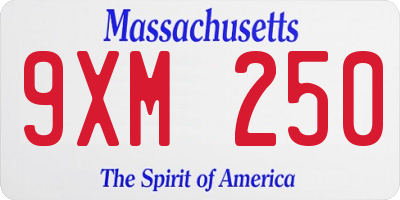 MA license plate 9XM250