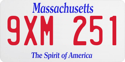 MA license plate 9XM251