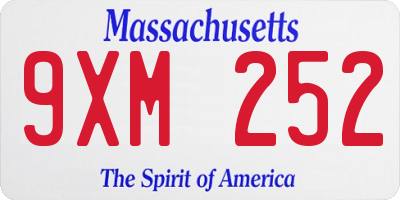 MA license plate 9XM252