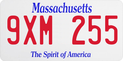 MA license plate 9XM255