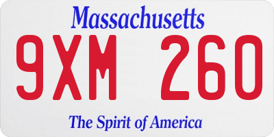 MA license plate 9XM260
