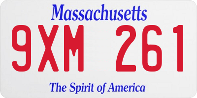 MA license plate 9XM261