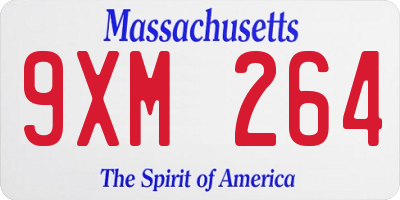 MA license plate 9XM264