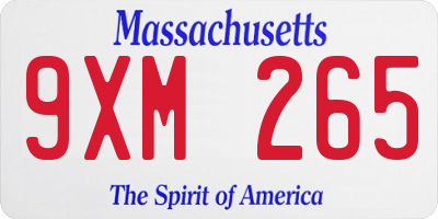 MA license plate 9XM265