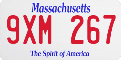 MA license plate 9XM267