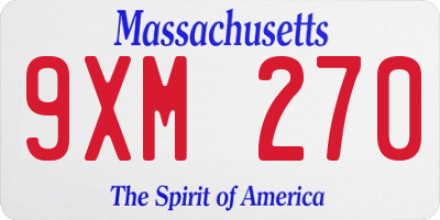 MA license plate 9XM270