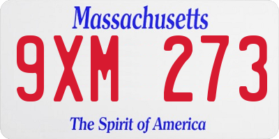 MA license plate 9XM273