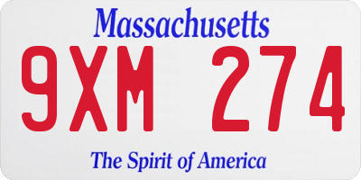 MA license plate 9XM274