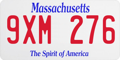 MA license plate 9XM276