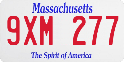 MA license plate 9XM277