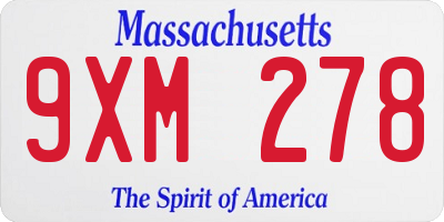 MA license plate 9XM278
