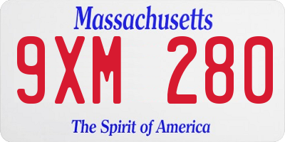 MA license plate 9XM280