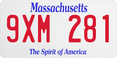 MA license plate 9XM281