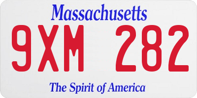 MA license plate 9XM282