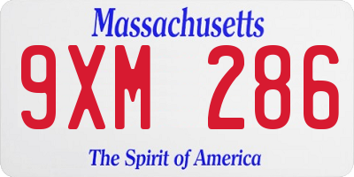 MA license plate 9XM286