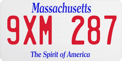 MA license plate 9XM287