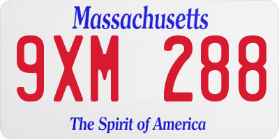 MA license plate 9XM288