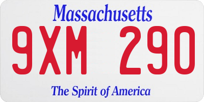 MA license plate 9XM290