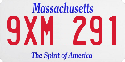 MA license plate 9XM291
