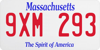 MA license plate 9XM293