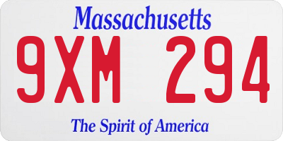 MA license plate 9XM294