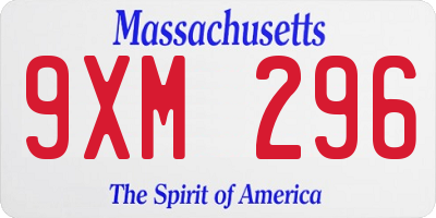 MA license plate 9XM296