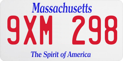 MA license plate 9XM298