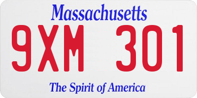 MA license plate 9XM301