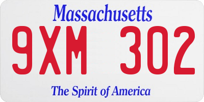 MA license plate 9XM302