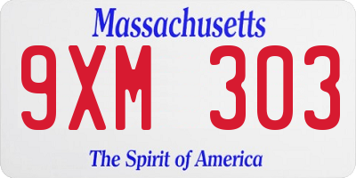 MA license plate 9XM303