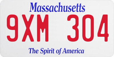 MA license plate 9XM304