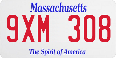 MA license plate 9XM308