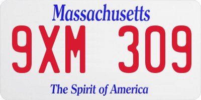 MA license plate 9XM309