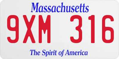 MA license plate 9XM316