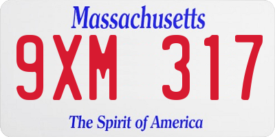 MA license plate 9XM317