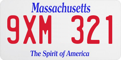 MA license plate 9XM321