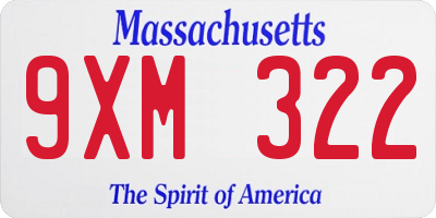 MA license plate 9XM322