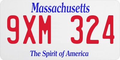 MA license plate 9XM324