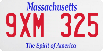 MA license plate 9XM325