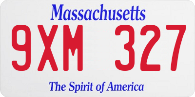 MA license plate 9XM327