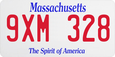 MA license plate 9XM328