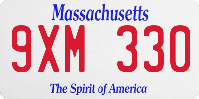 MA license plate 9XM330