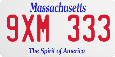 MA license plate 9XM333