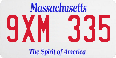 MA license plate 9XM335