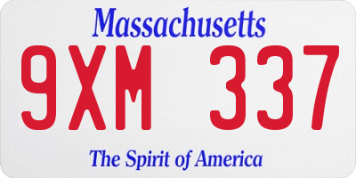 MA license plate 9XM337