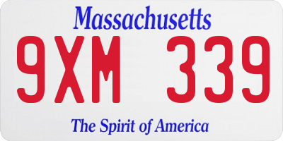 MA license plate 9XM339