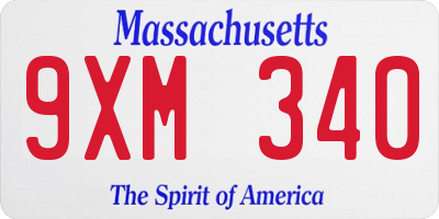 MA license plate 9XM340