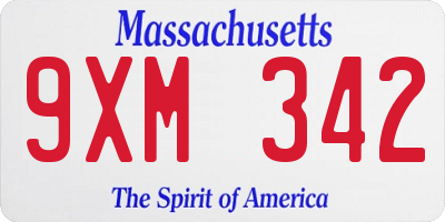 MA license plate 9XM342