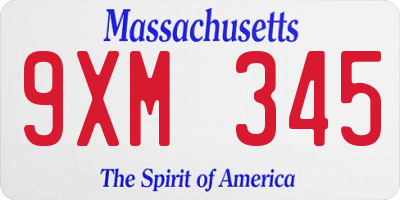 MA license plate 9XM345